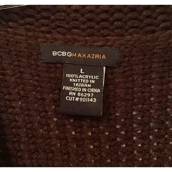BCBG MAXAZRIA Trendy Knit Knee Length Sweater Brown & Yellow - Picture 4 of 5